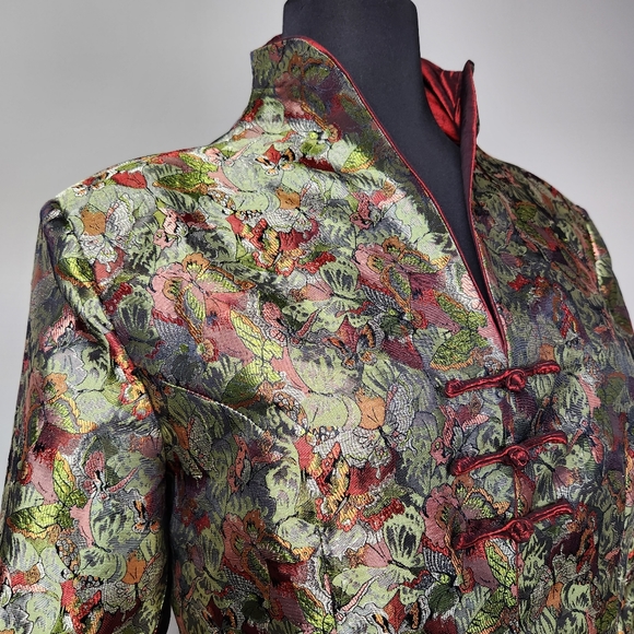 SILVER DRAGON Asian silk brocade jacket - Picture 3 of 14